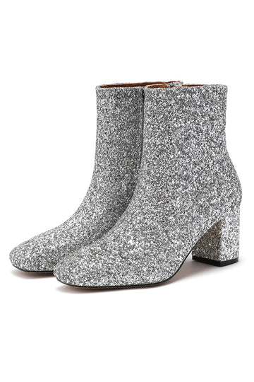 Botas de moda para mujer con lentejuelas doradas brillantes